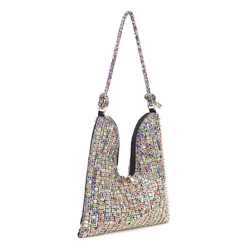 Women's Full Diamond Rhinestone Chain Shiny Portable Bucket Bags