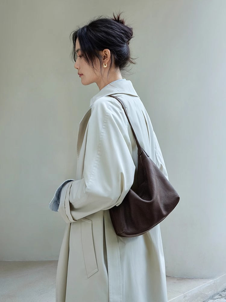 Women's Vegetable Tanning Leather Underarm Classic Simple Commuter Genuine Bags