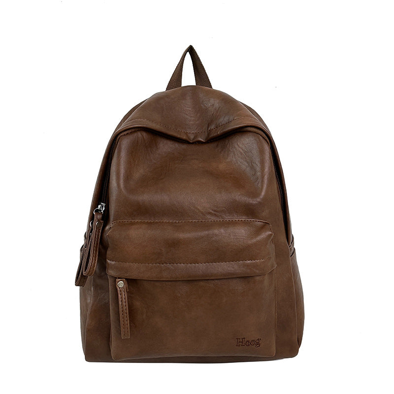 Female Brown Simple Large Capacity Business Computer Leather Women's Backpack