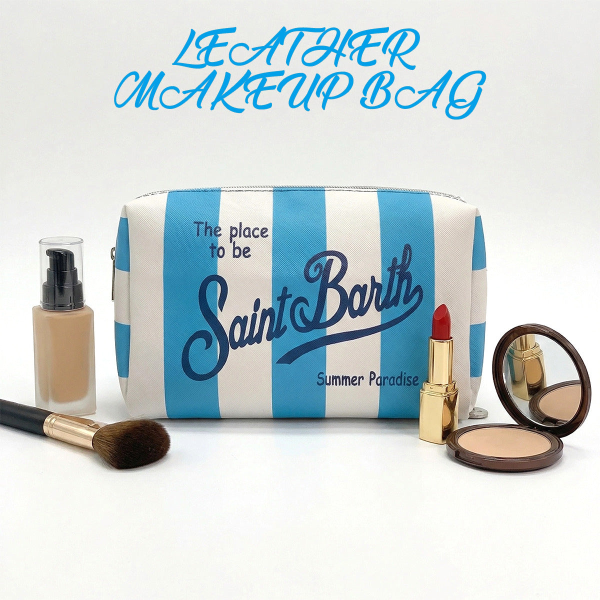 Classic Waterproof Striped Printed Wash Clutch Makeup Bag