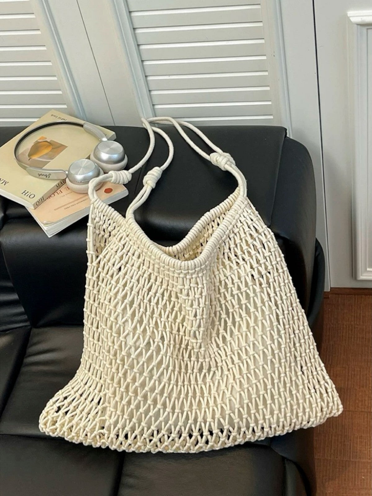 Women's Niche Lazy Large Capacity Handmade Vacation Weaving Style Tote Bag