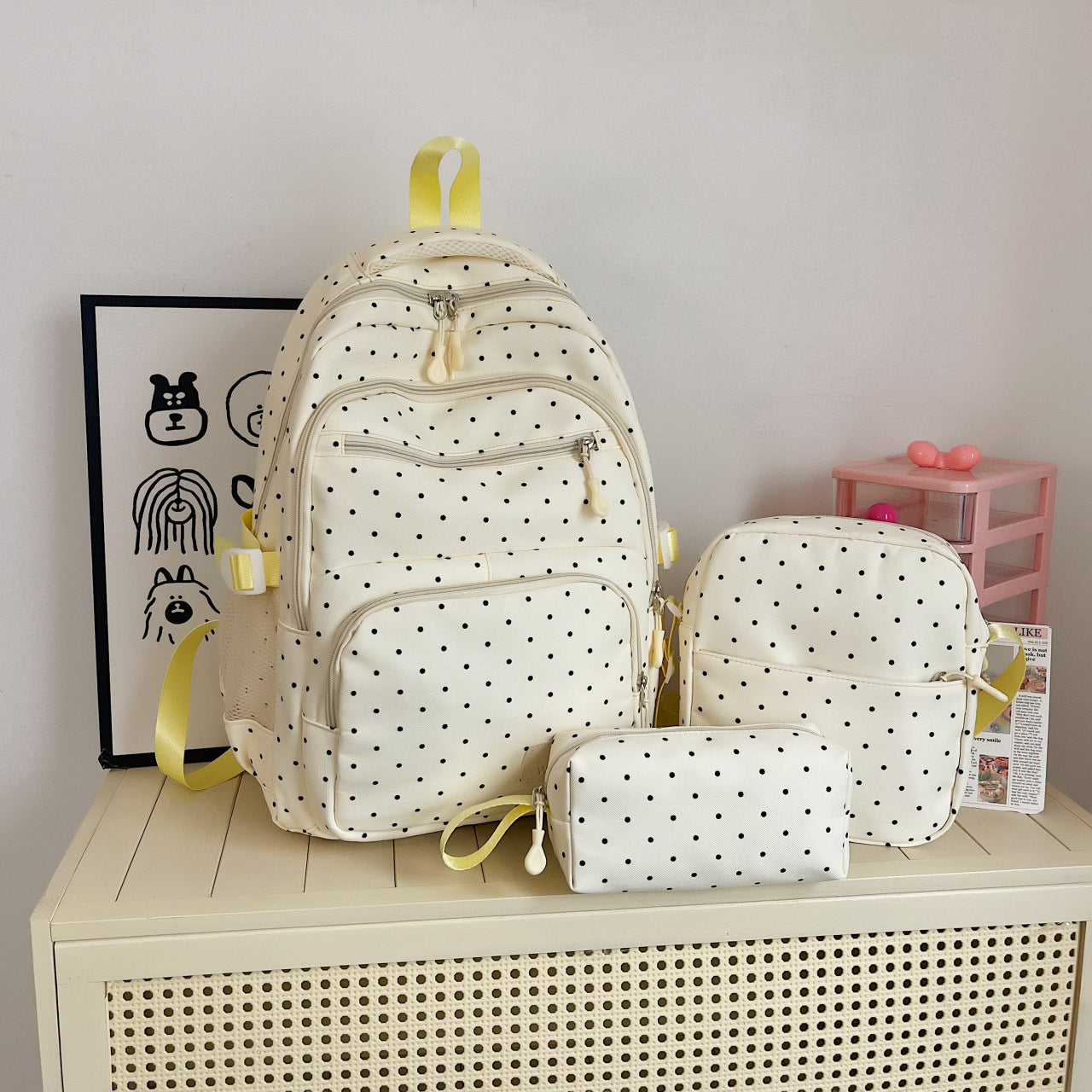 Women's Style Polka Dot Early High College Good-looking Cute Sweet Fresh Women's Backpack