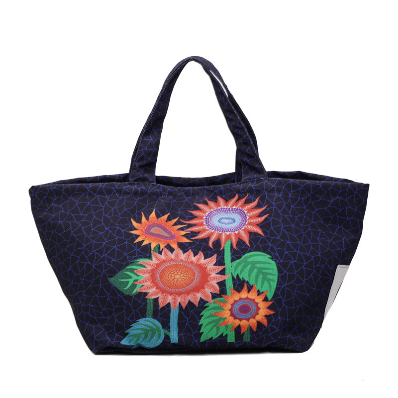 Embroidered Nylon Portable Large Capacity Shopping Versatile Tote Bag