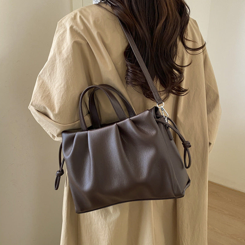 Women's Design Pleated Large Capacity Magnetic Korean Tote Bag