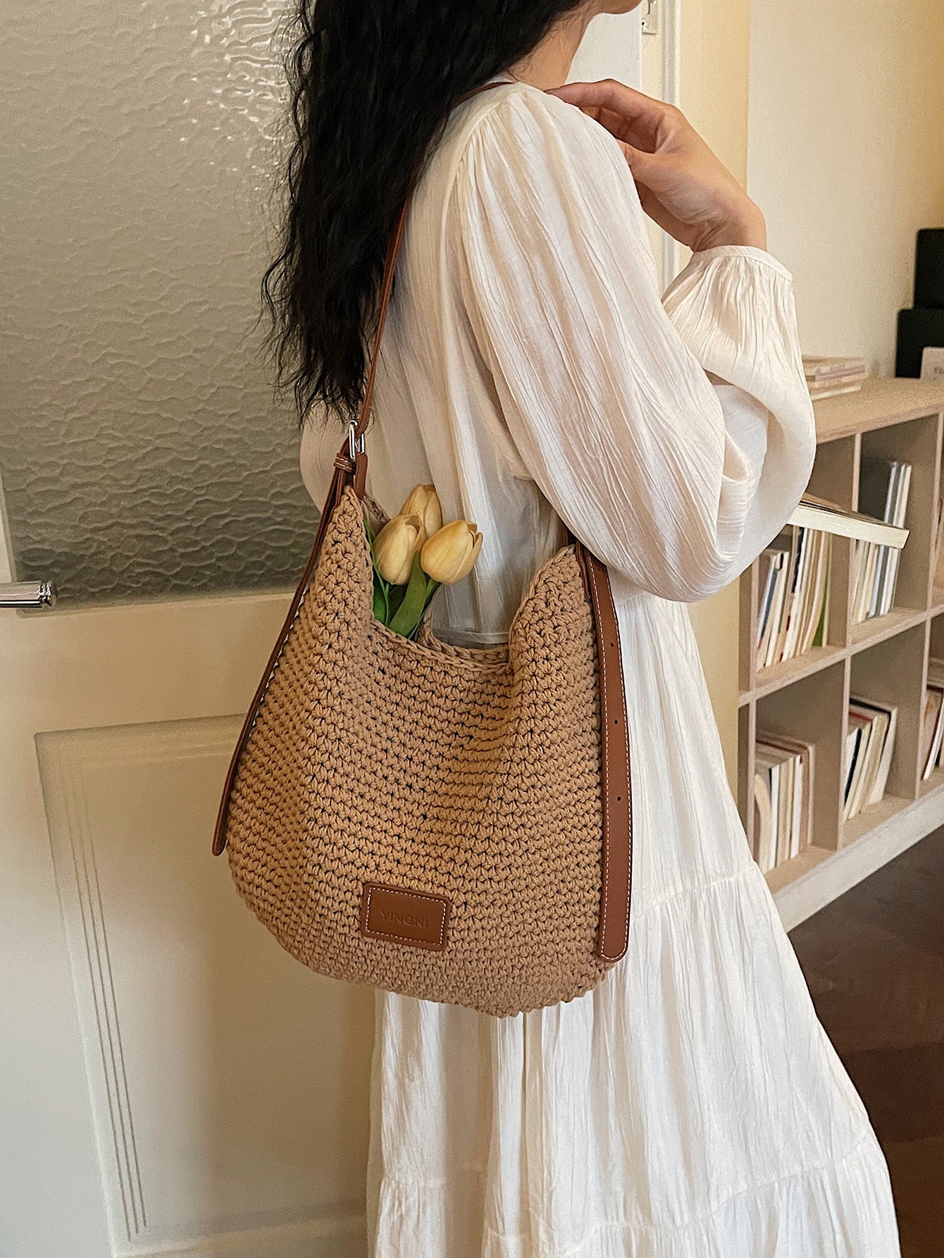Women's Style Underarm Woven Knitted Seaside Vacation Bags