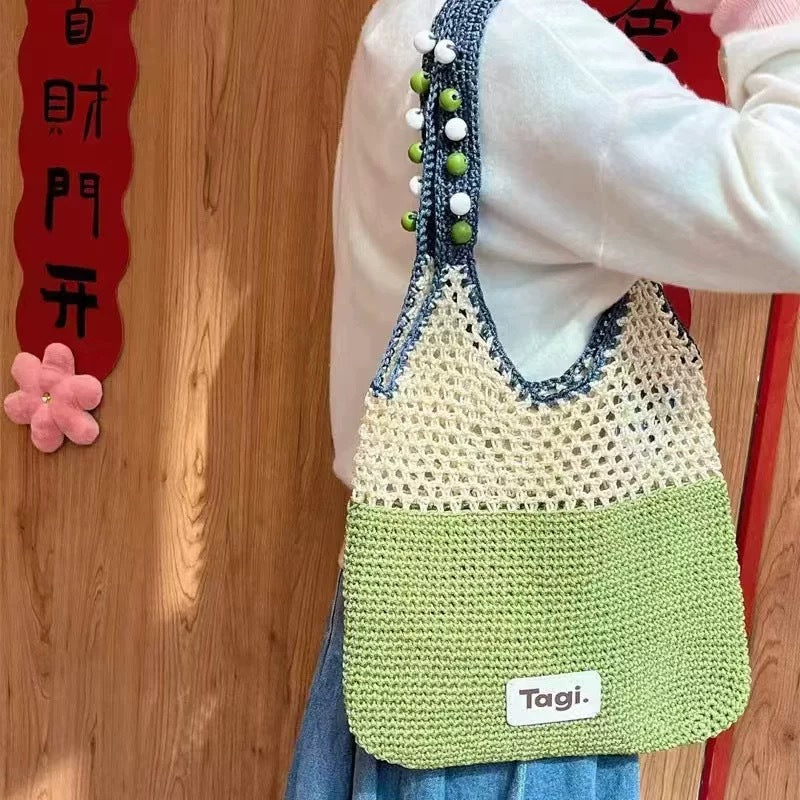 Women's Fruit Handmade Beaded Portable Seaside Contrast Women's Shoulder Bag