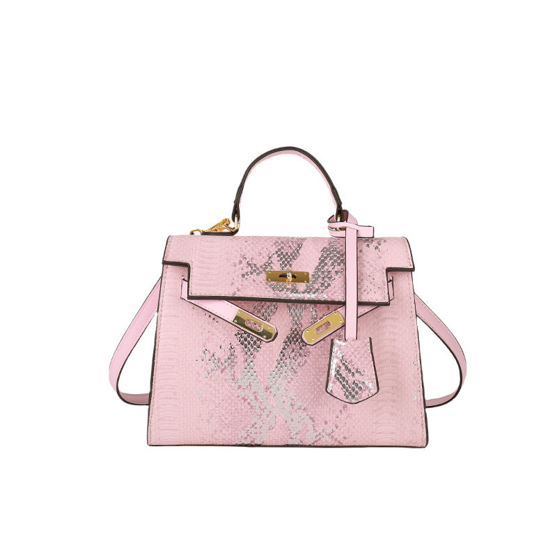 Women's Retro Fashion Snake Pattern Portable Kelly Bags