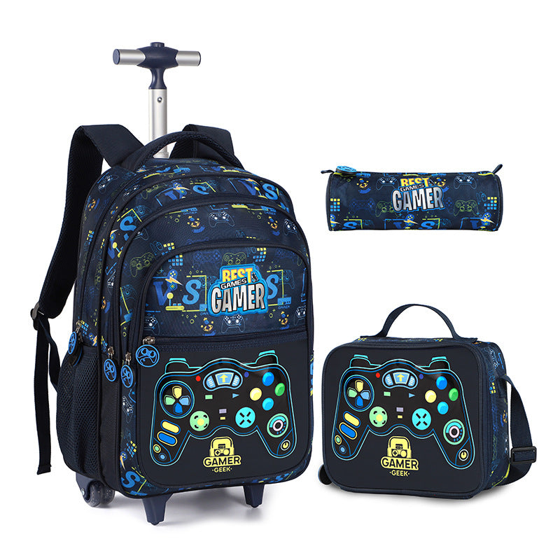 Children's Large Capacity Fashion Light Cartoon Expandable Three-piece Leisure Backpack