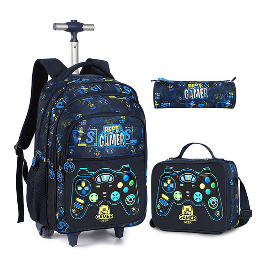 Children's Large Capacity Fashion Light Cartoon Expandable Three-piece Leisure Backpack