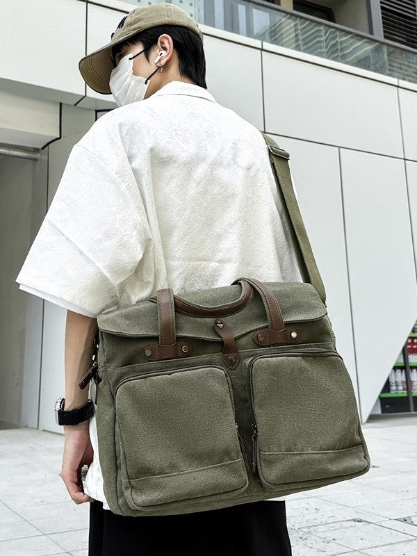 Men's Portable Business Computer Canvas With Crazy Men's Messenger Bag