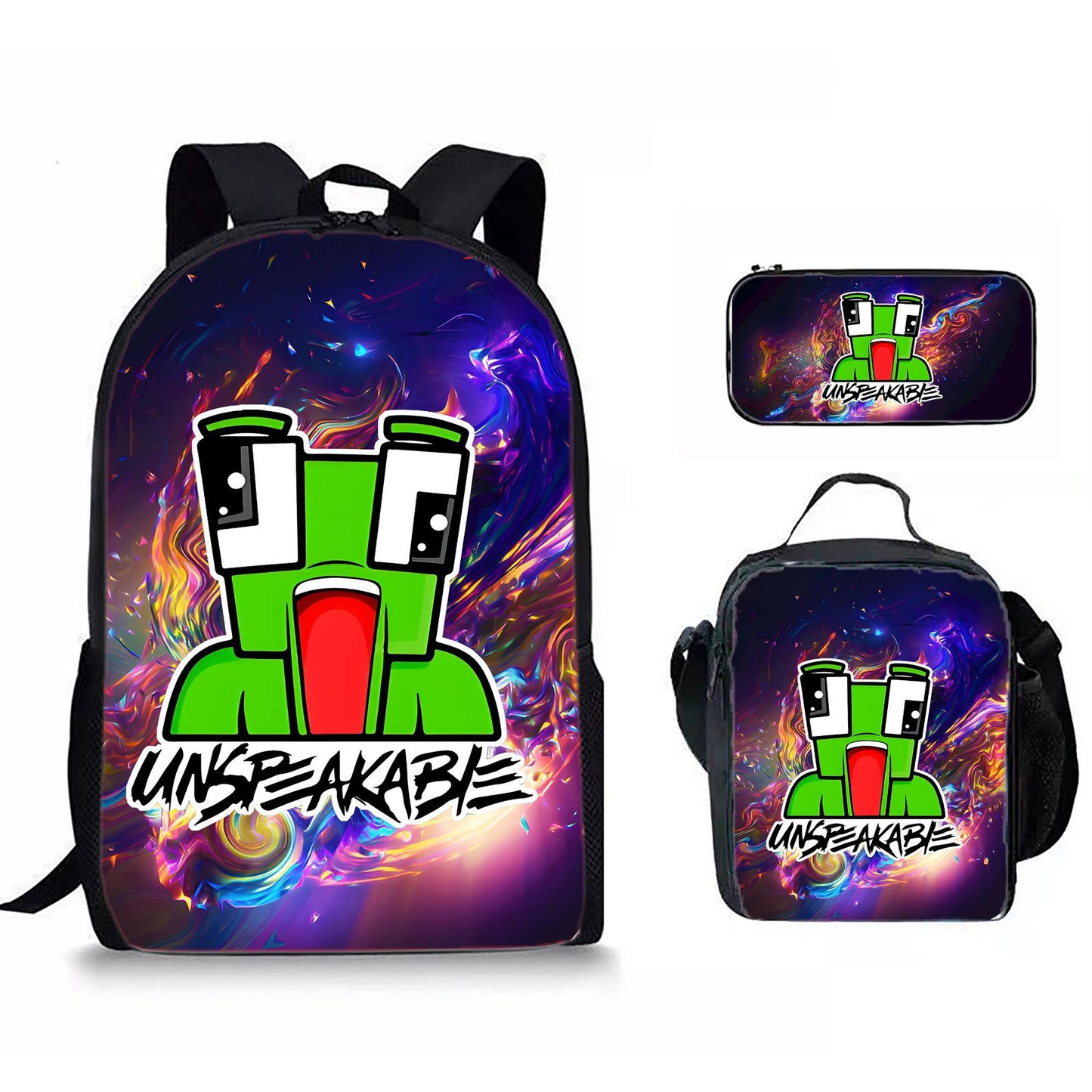 Pattern Printing Large Capacity Lunch Pencil Three-piece Bags