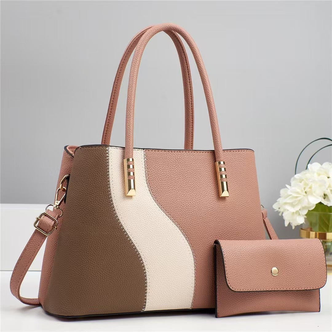Women's Summer Color Contrast Patchwork Fashion Large Capacity Women's Handbag