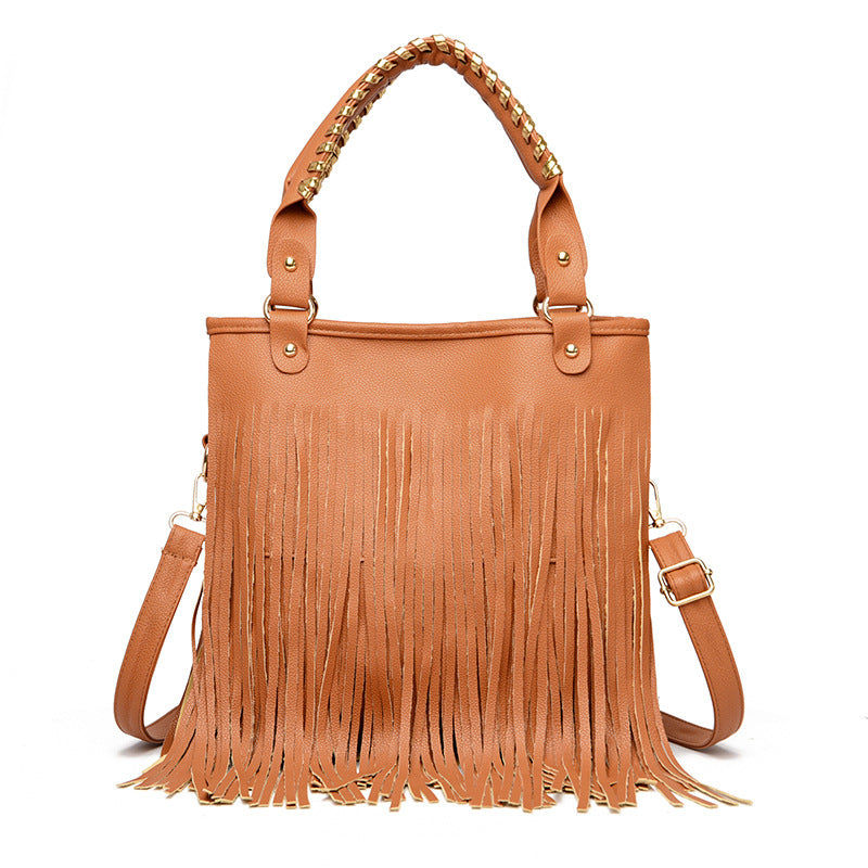 Women's Fashion Trendy Grace Big Ding Tassel Large Capacity Handbags