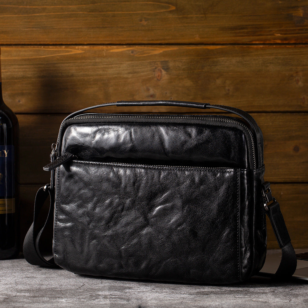 Men's Leather Clutch First Layer Cowhide Large Capacity Business Leisure Men's Messenger Bag