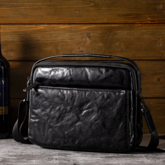 Men's Leather Clutch First Layer Cowhide Large Capacity Business Leisure Men's Messenger Bag