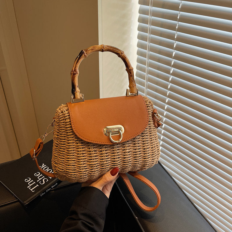 Women's Mori Style Retro Straw Woven Bamboo Vacation Bags