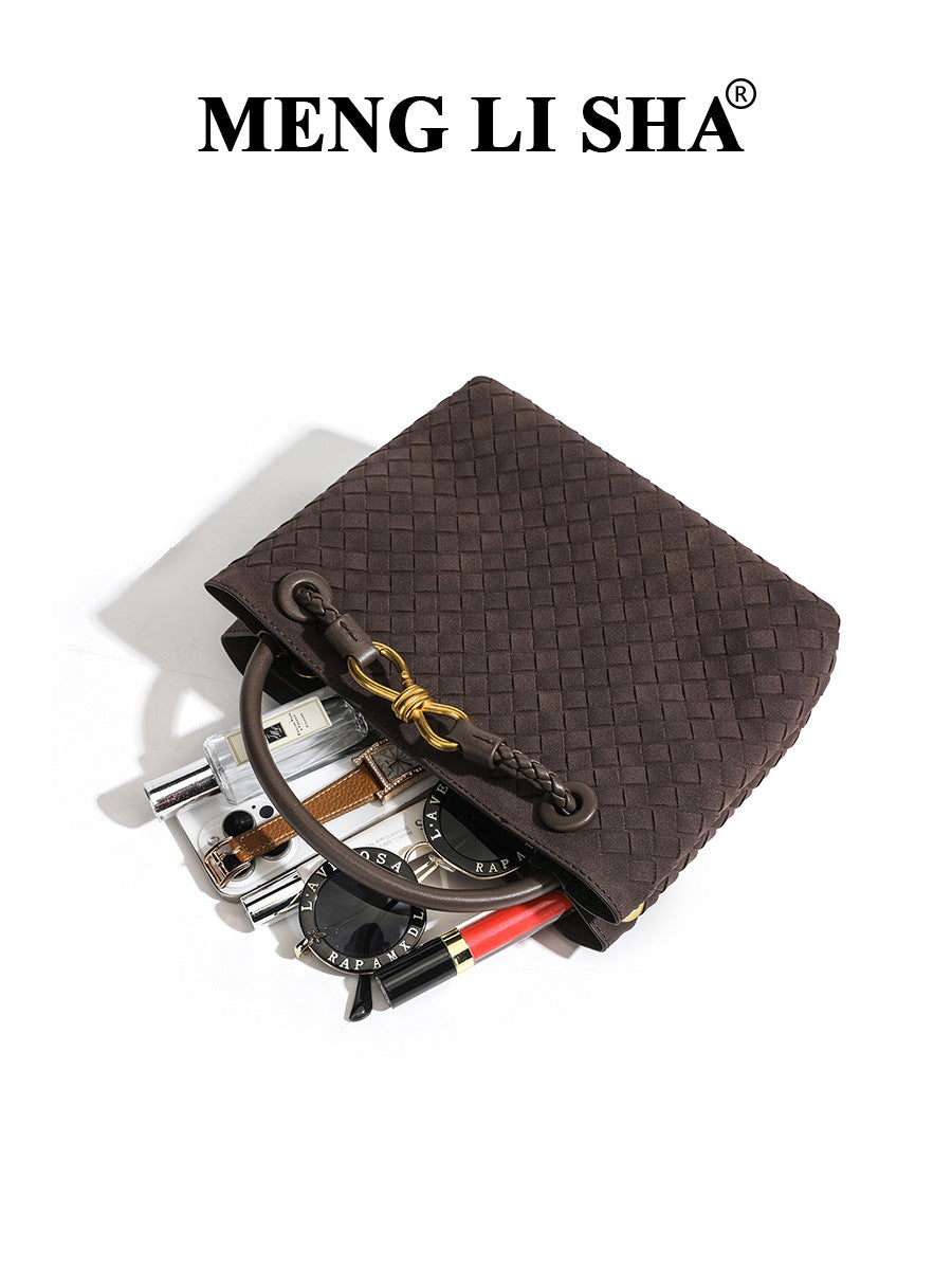 Women's Suede Hand-woven Commuter Portable Vegetable Basket Women's Handbag