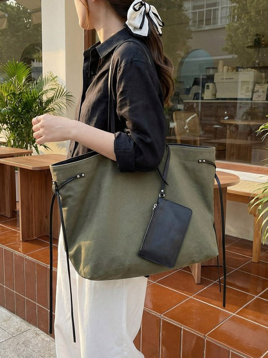 Women's Capacity Canvas Simple Fashion Lazy Underarm Commute Tote Bags