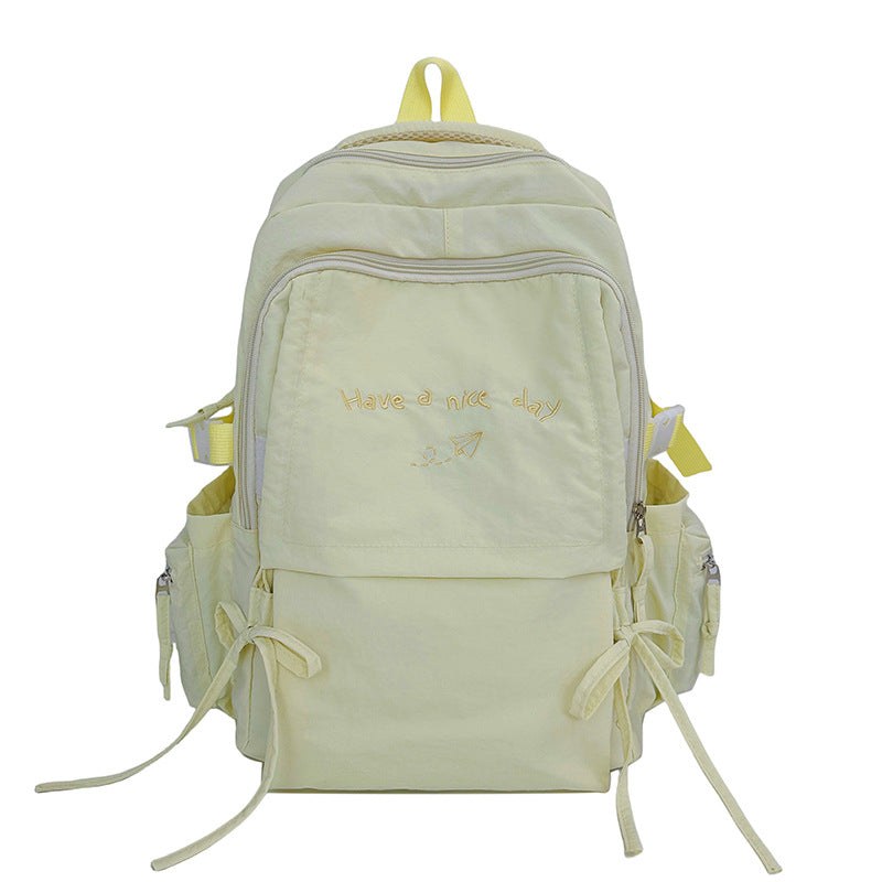 Women's Capacity Solid Color Simple Junior High Backpacks