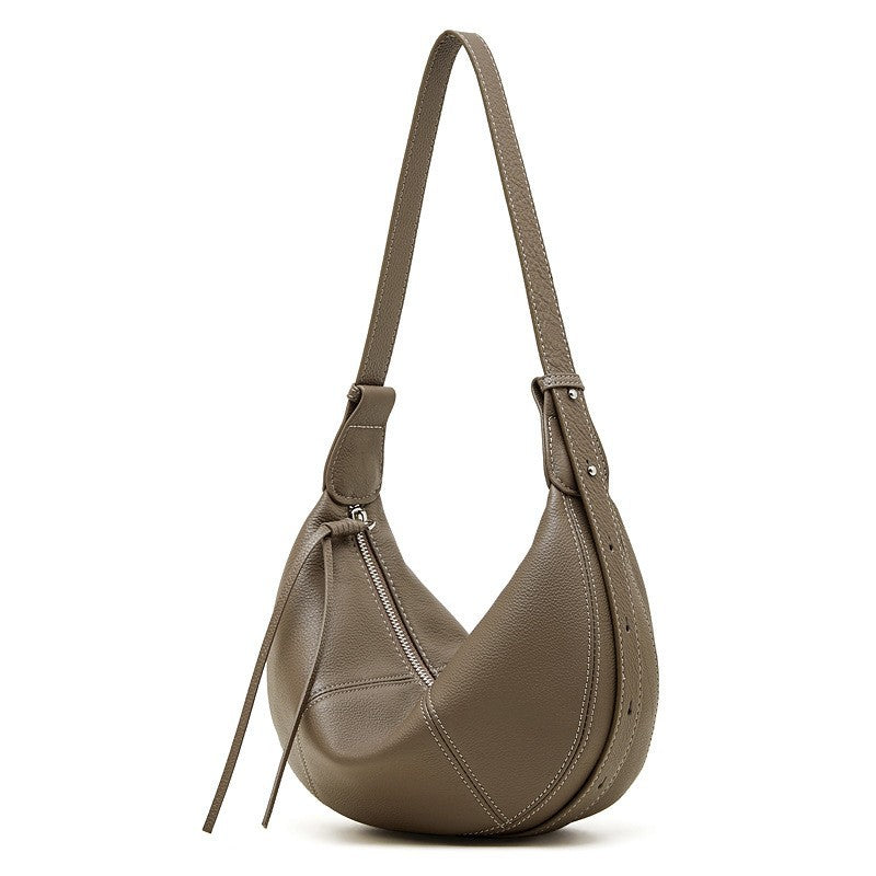 Women's Natural Drop Leather Dumpling Lightweight Simple Fashionable Shoulder Bags