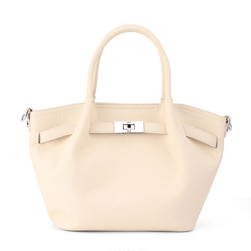 Women's Vegetable Basket Simple Commute Portable Genuine Leather Bags