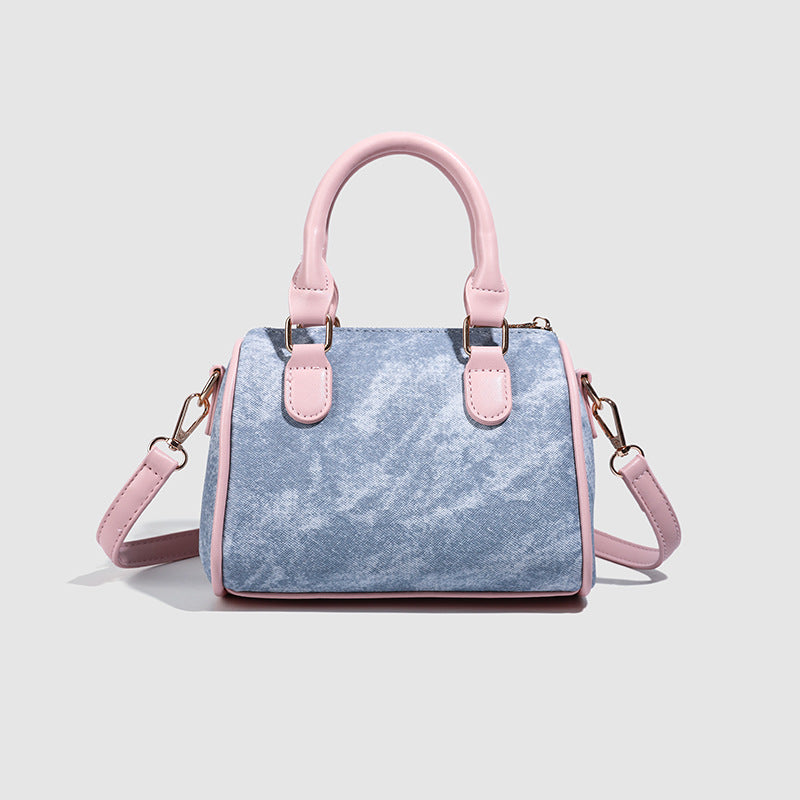 Women's Soft Pink Pillow Denim Fashion Portable Women's Messenger Bag