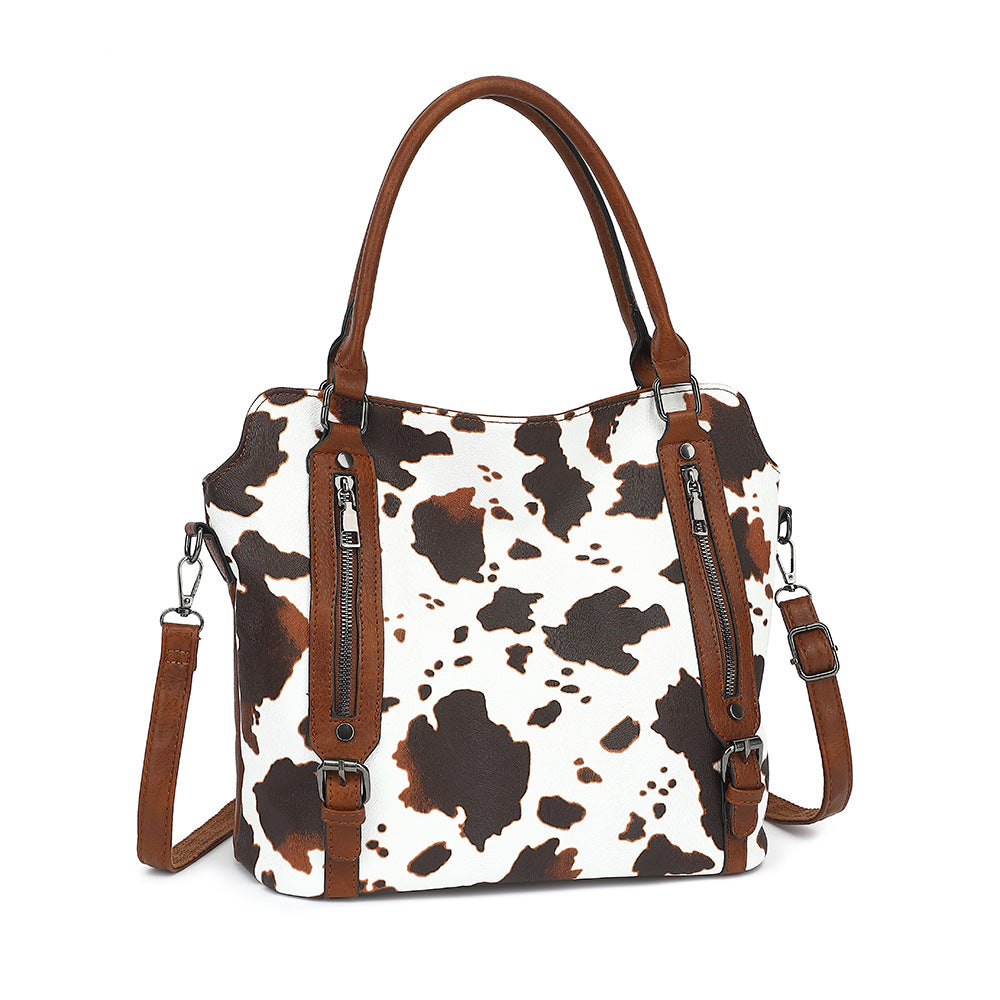 Women's Fashionable Retro Commuter Milk Pattern Son Bags