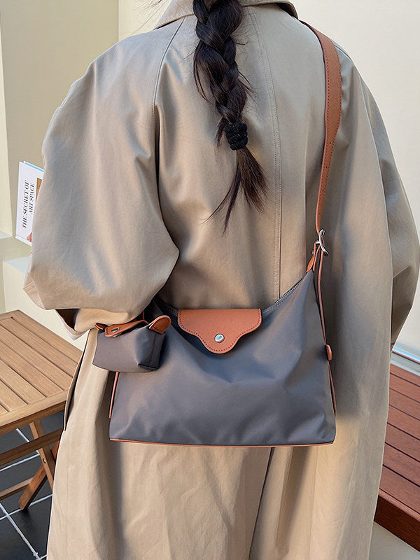 Nylon Cloth Underarm Commuter Color Contrast Bags