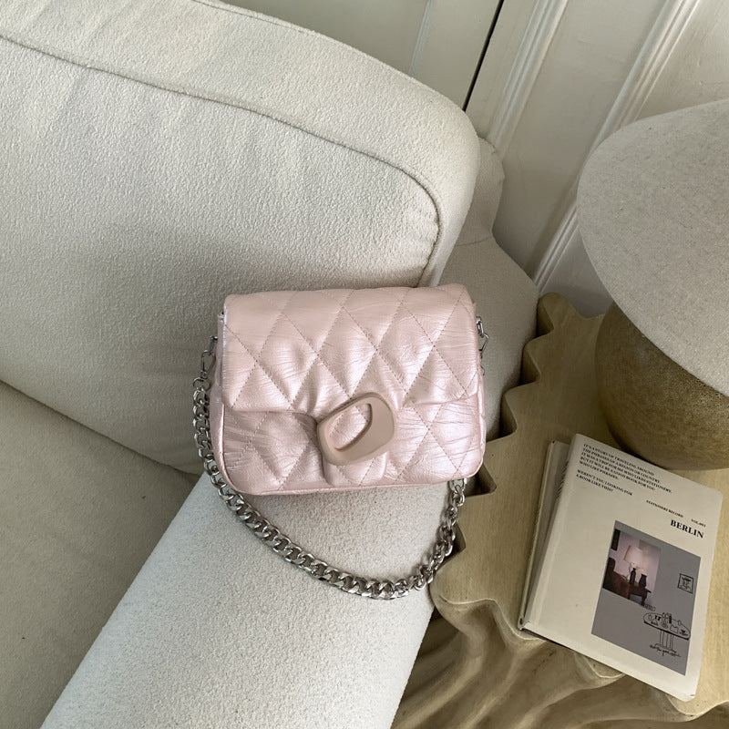 Women's Spring Simple Fashion Embroidery Line Chain Good-looking Small Square Bags