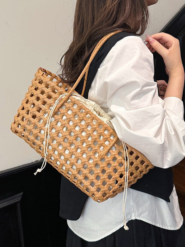 Women's Summer Super Hot Woven Large Capacity Picnic Lunch Box Seaside Bags