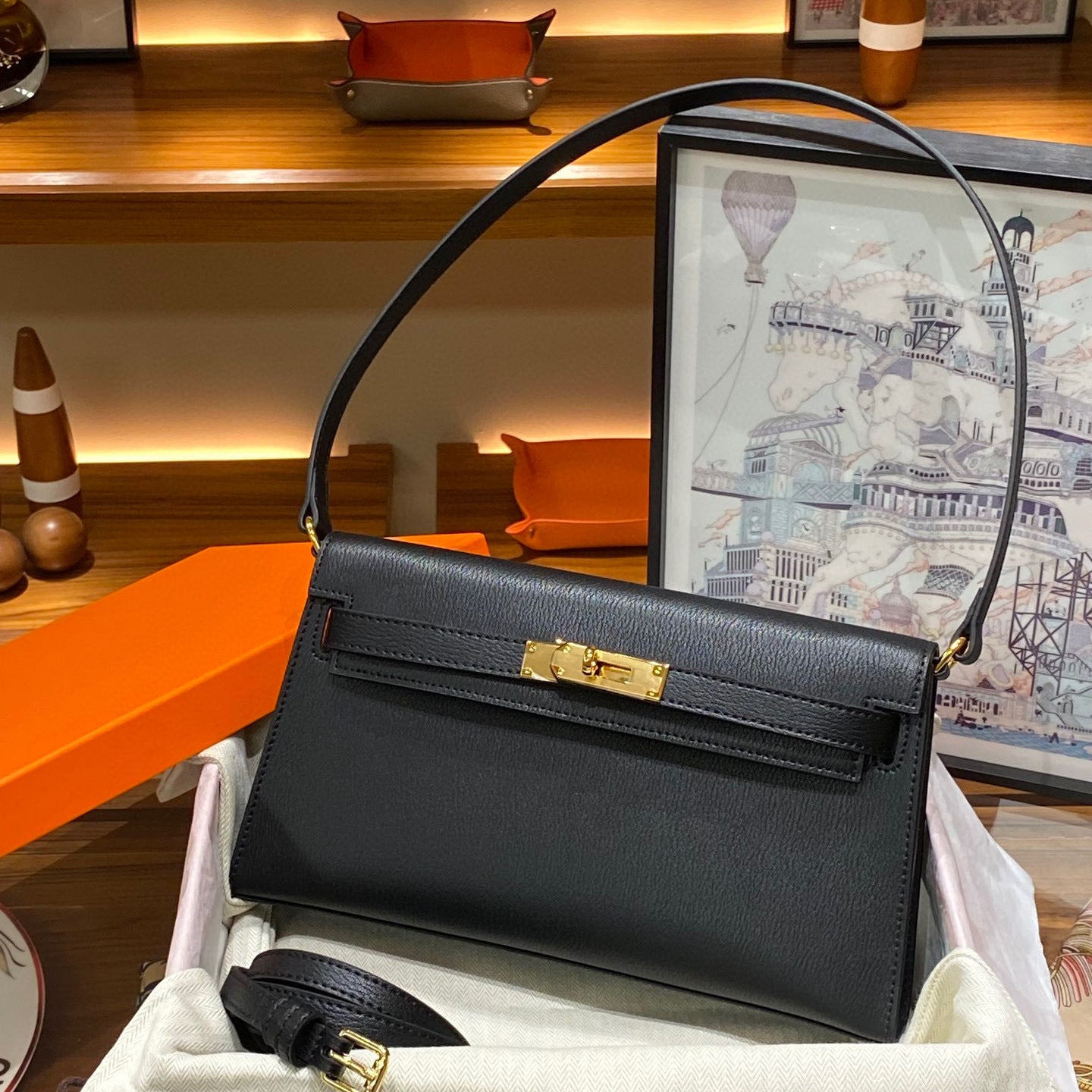 Kelly Underarm High-grade Horizontal Genuine Leather Retro Fashion Women's Shoulder Bag