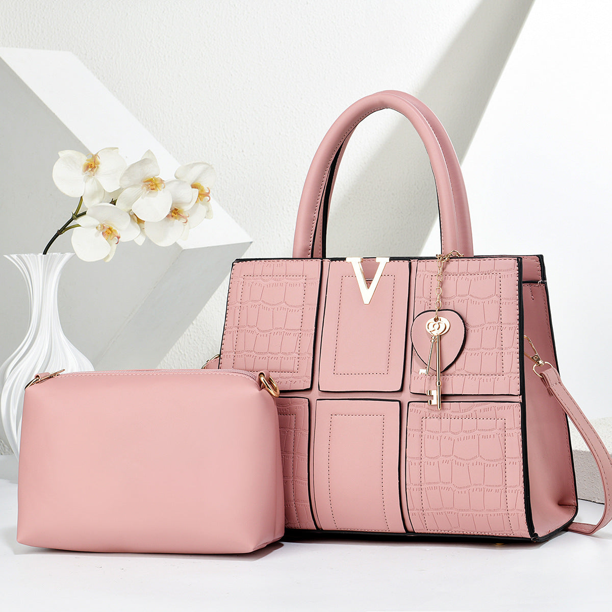 Fashion Large Capacity Stone Pattern Stitching Mother Bucket Bag