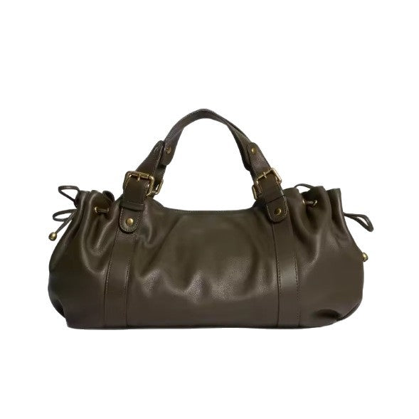 Women's Large Capacity Soft Leather Pleated Commuter Bags