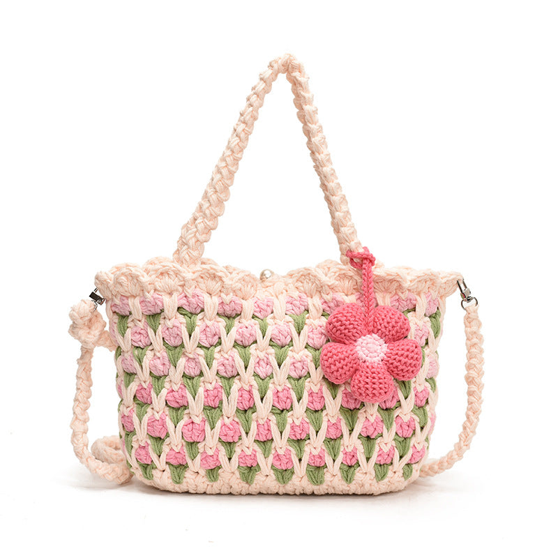 Tulip Wool Crocheted Woven Flower Sunflower Women's Messenger Bag