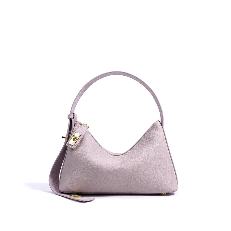Black Niche High-grade First Layer Cowhide Underarm Leather Women's Handbag