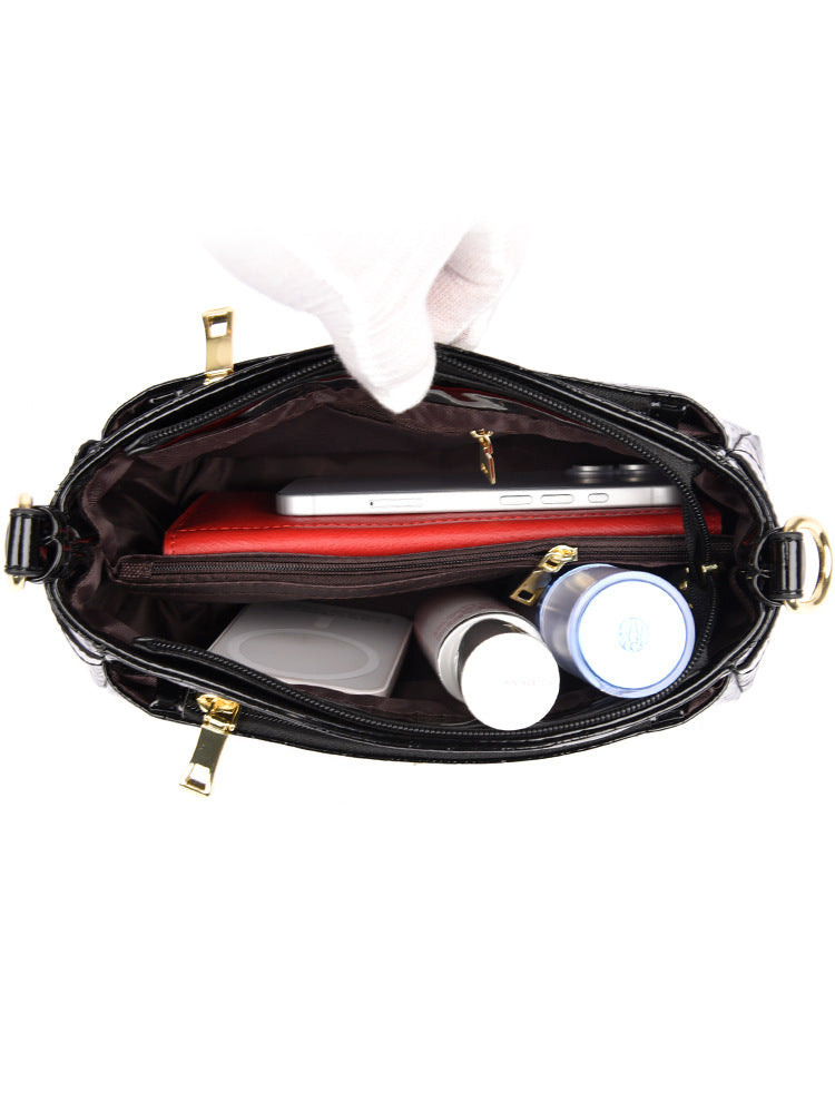 Women's Crocodile Pattern Mother Multilayer One Fashion Portable Large Women's Shoulder Bag