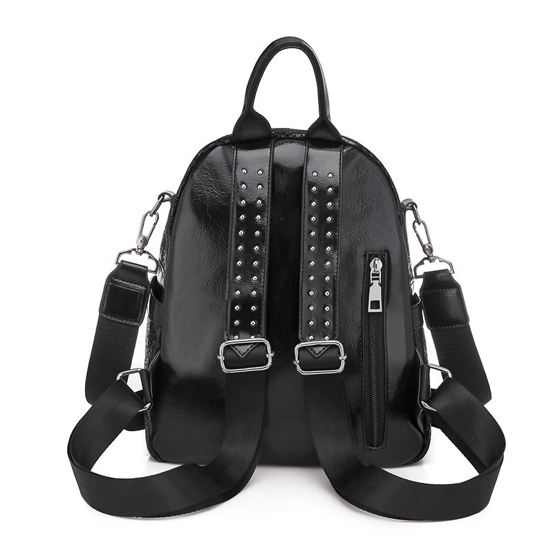 Women's Personalized Retro Studded Korean Fashion Bright Women's Backpack
