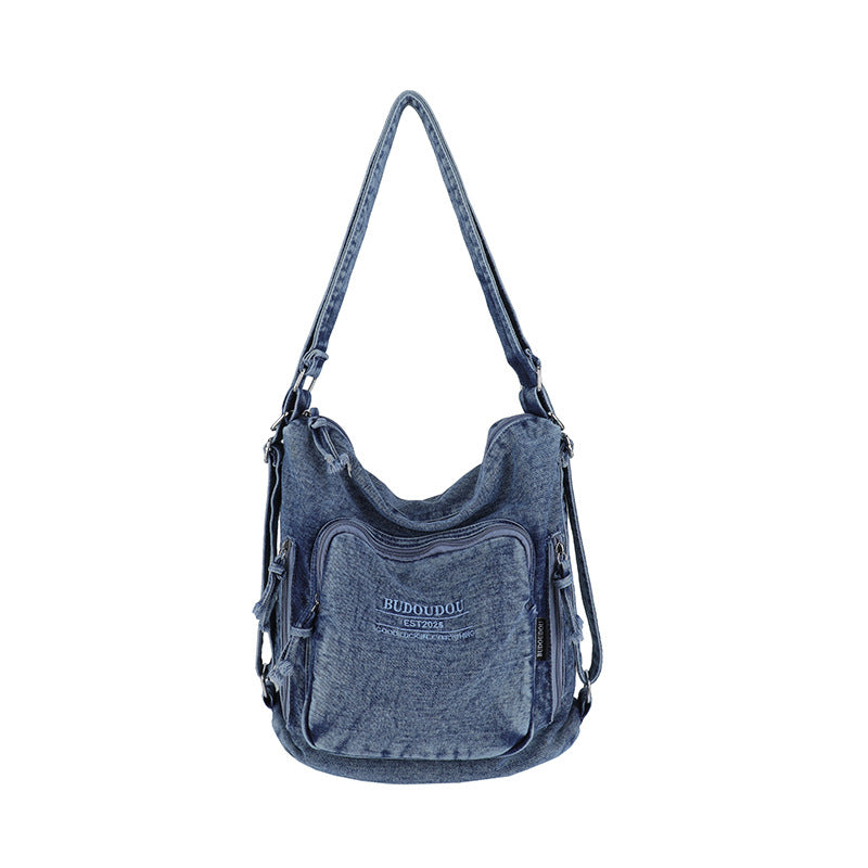 Denim Large Capacity Class Commuter Korean Women's Shoulder Bag