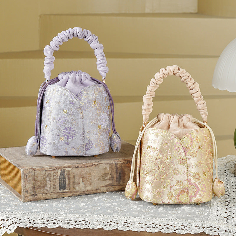 Smokey Violet Jacquard Brocade National Style Cheongsam Women's Handbag
