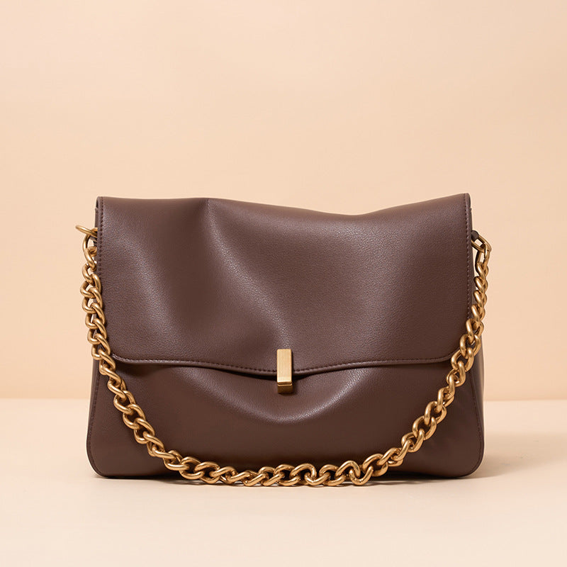 Cowhide Large Female Niche High-grade Chain Capacity Women's Shoulder Bag