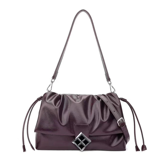Women's Soft Leather Cloud Drawstring Underarm Popular Affordable Luxury Fashion Advanced Small Square Bags