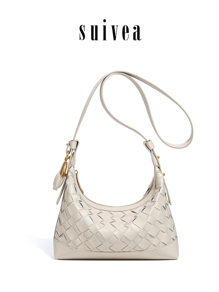 Korean Style Simple Woven Fashion Moon Bags