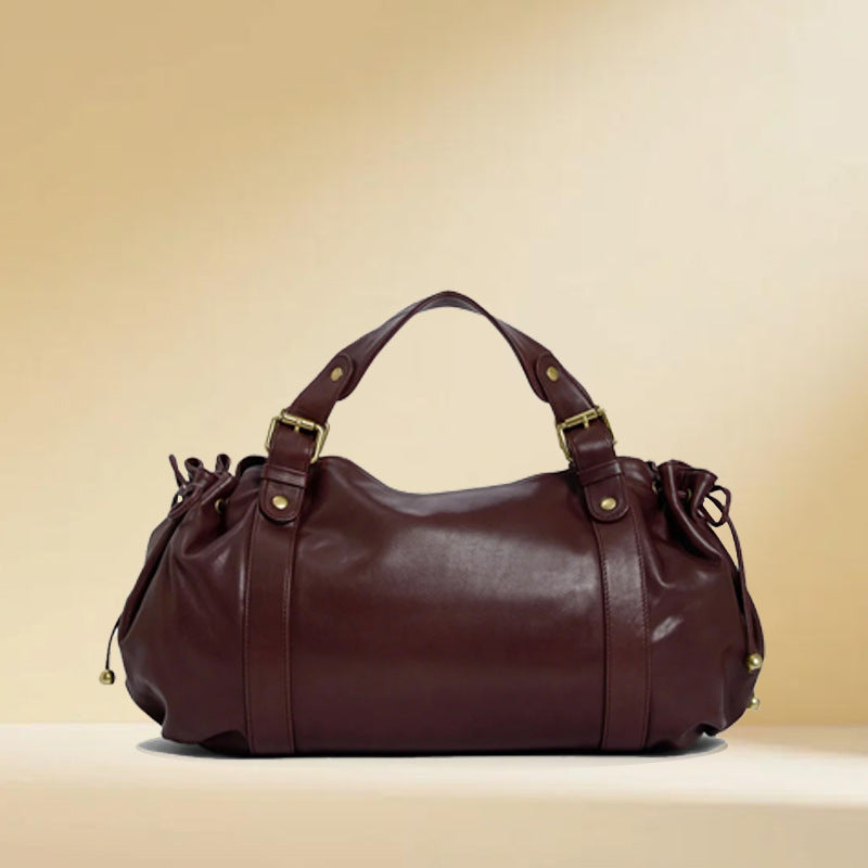 Women's Mild Luxury Retro Drawstring Baguette Niche Underarm Portable Leisure Tote Bag