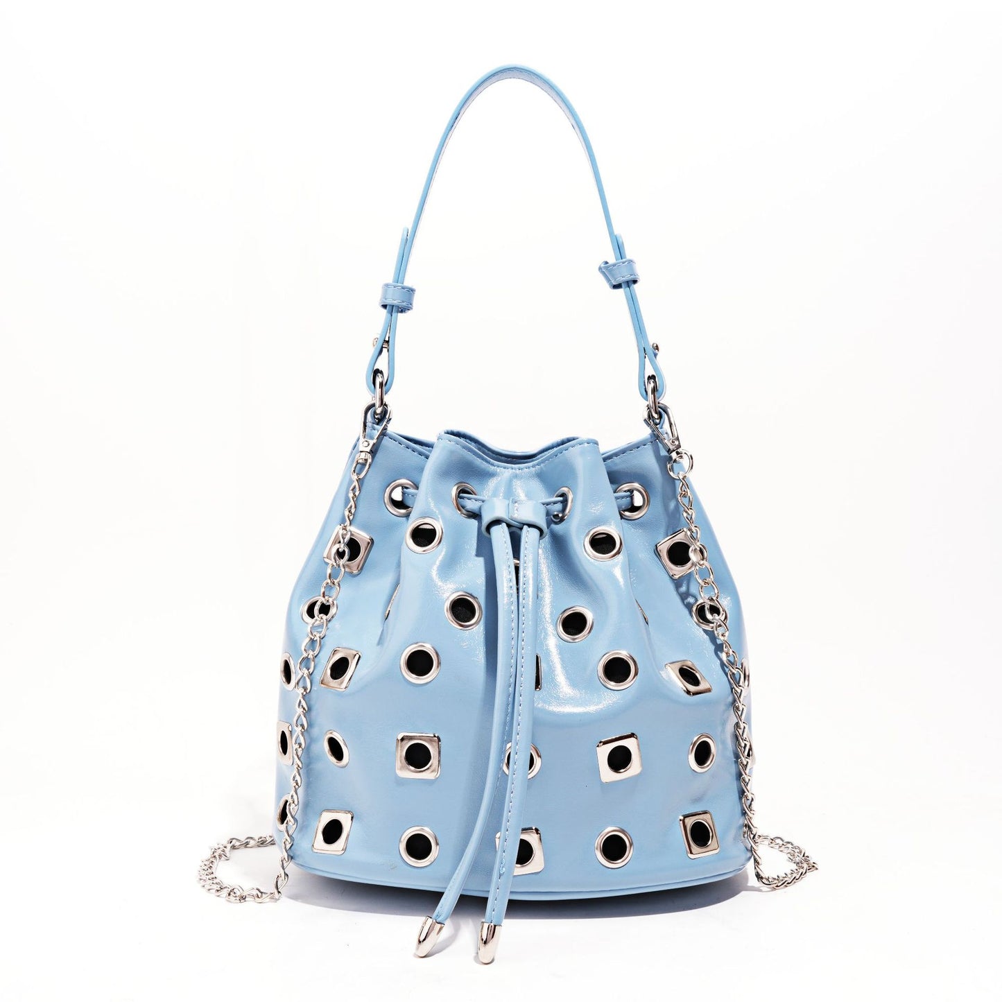 Women's Rivet Drawstring Eyelet Punk Hollow Chain Women's Handbag
