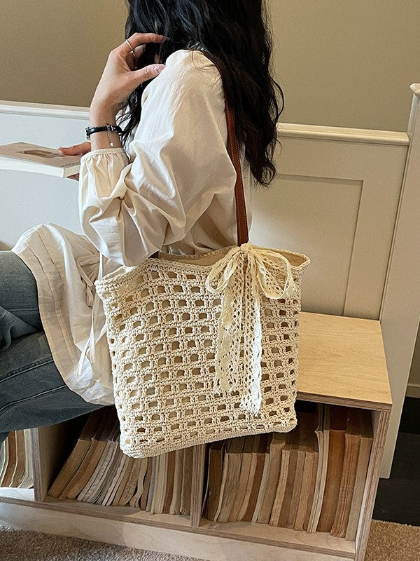 Women's Hollowed Fashionable Summer Seaside Holiday Large Tote Bag