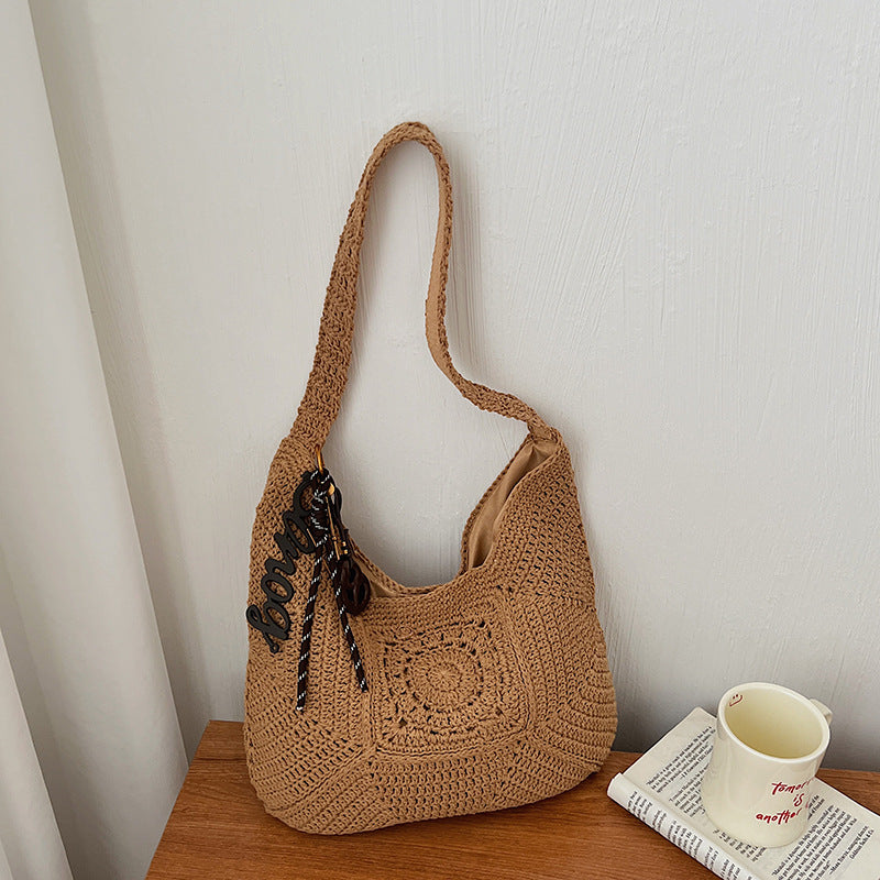 Cotton String Western Style Woven Large Women's Shoulder Bag