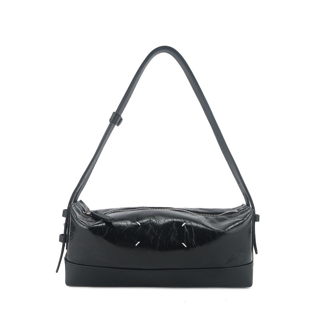 Minimalist Line Oil Wax Leather Double Bags