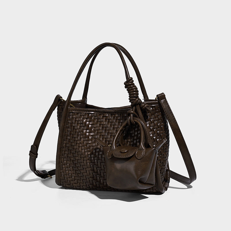 Women's Hand-woven Portable Soft Leather Fashionable For Women's Shoulder Bag