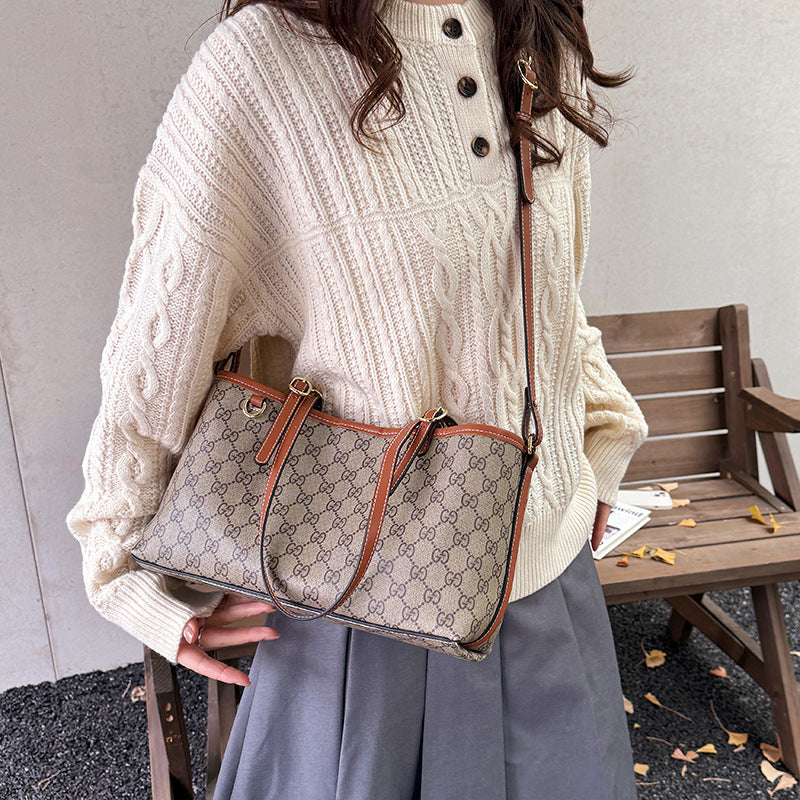 Women's Large Capacity Retro One Underarm Advanced Texture Light Luxury Shoulder Bags