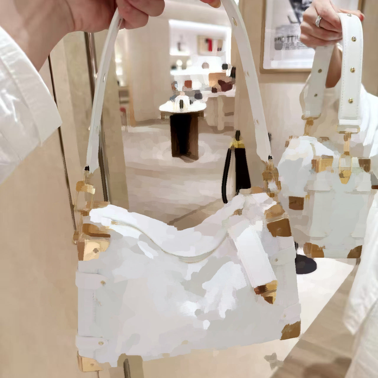 Women's High Version Chip White Three-color Mini Baguette Long Joint Name Women's Handbag